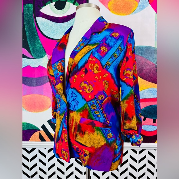 VTG 1990s Multicolor Floral Blazer Jacket - Picture 3 of 6